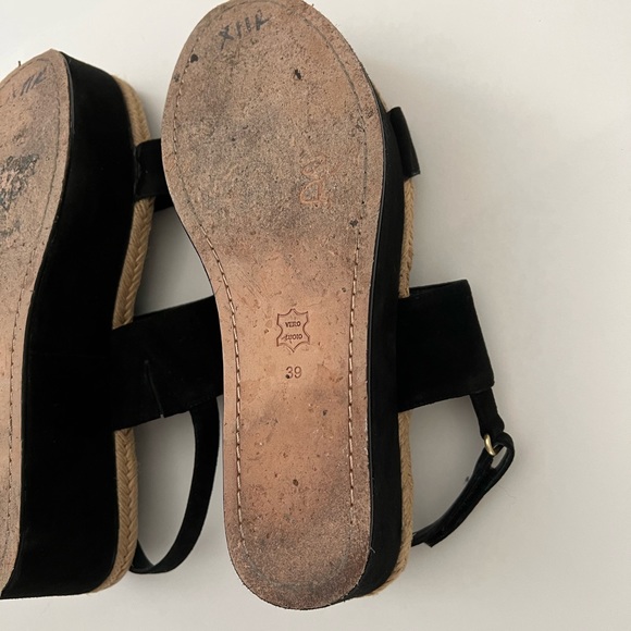 Black suede sling back platform with jute trim - Picture 9 of 12